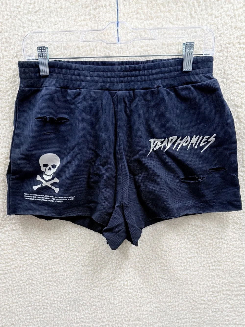 Pangaia Black Skull graphic Distressed short 100% Cotton Size M
